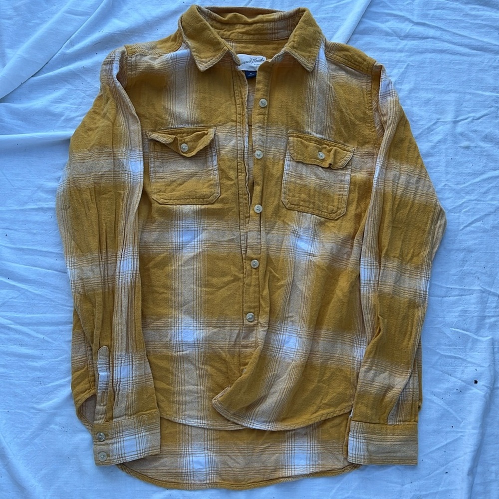 Universal threads, yellow mustard plaid flannel size medium